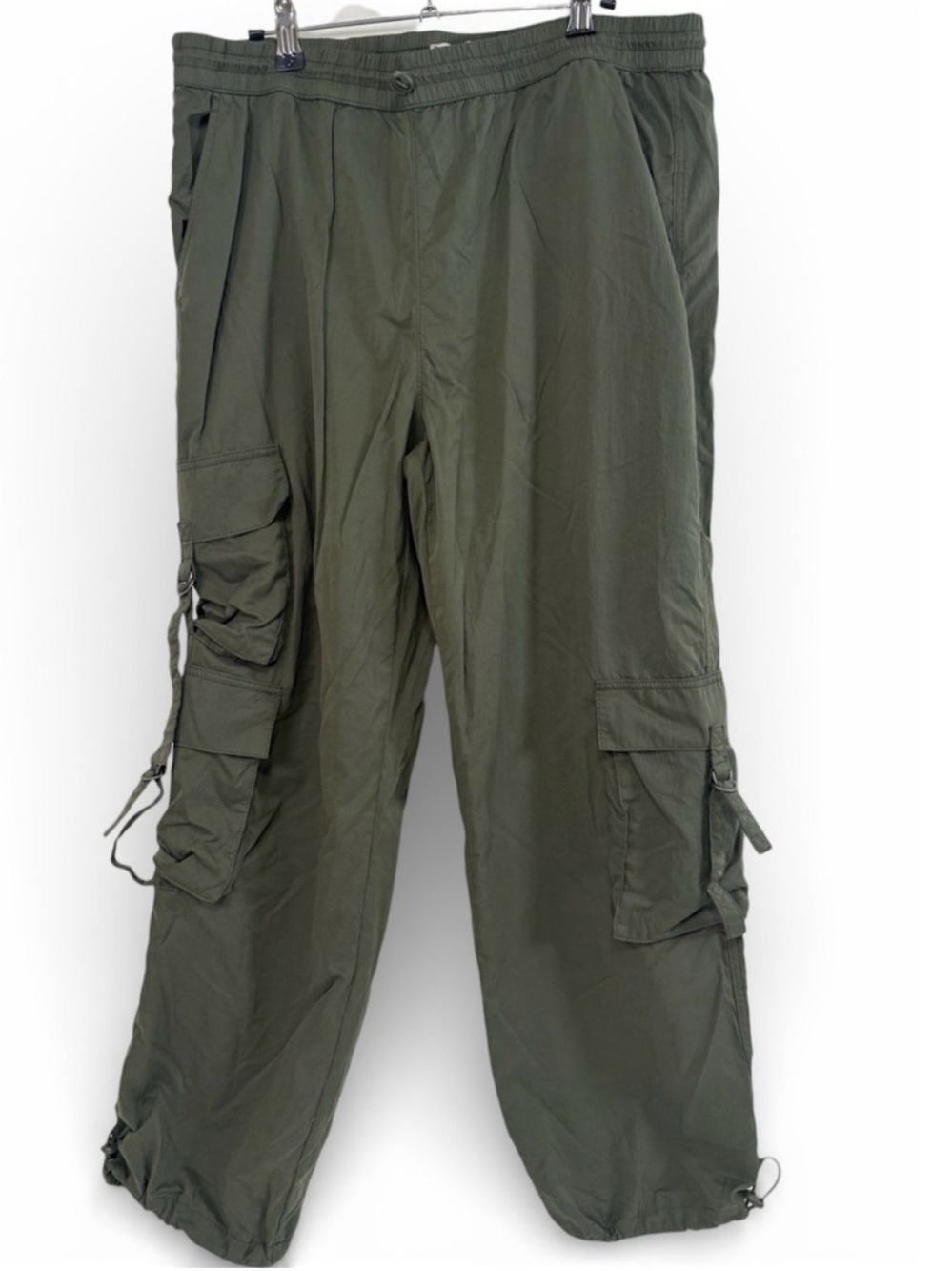C&C‎ California Pants Women's XL Parachute Cargo Capri Ankle Olive Green
